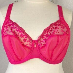 Elomi 42DDD Bra Zarla Banded Underwire Stretch Lace Color Love Potion Pink